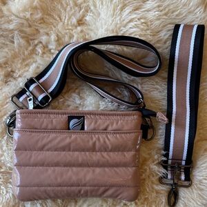 EUC Think Royln The Original Crossbody bum bag in dark nude patent
